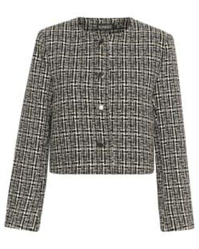Soaked In Luxury Sadia Jacket In And White Checks - Grigio