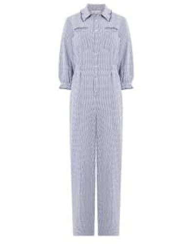 Great Plains Salerno gingham jumpsuit-summer white-juwaf - Azul