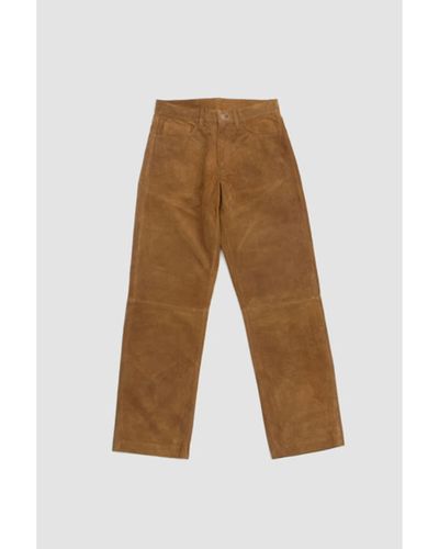sunflower Khaki Loose Suede Trousers - Brown
