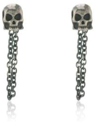 WINDOW DRESSING THE SOUL Wdts Skull With Chain Earrings Os - Metallic