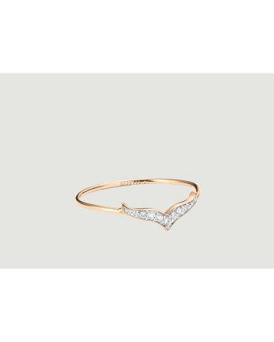 Ginette NY Bague en or avec diamants sages - Blanc