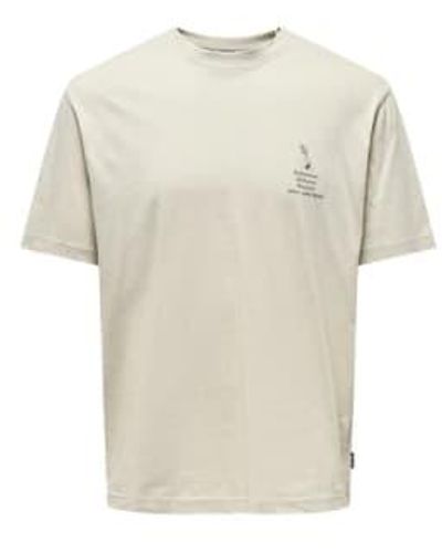 Only & Sons Kason Relax Print T-shirt Silver Lining Dusty Cedar / Small - Natural