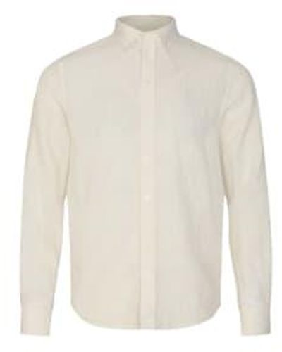 Mos Mosh Ecru Mens Gallery Theo Linen Shirt - Bianco
