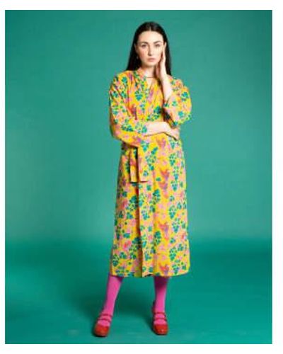 Les Touristes Long Cotton Dressing Gown, Ancolie One Size, Adult. - Green