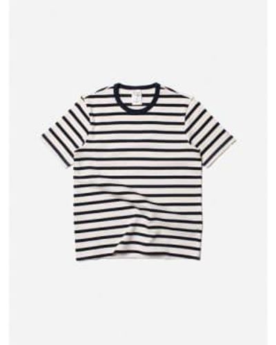 Nudie Jeans T-shirt Joni Breton Stripe Off / Navy M Blanc - Blue