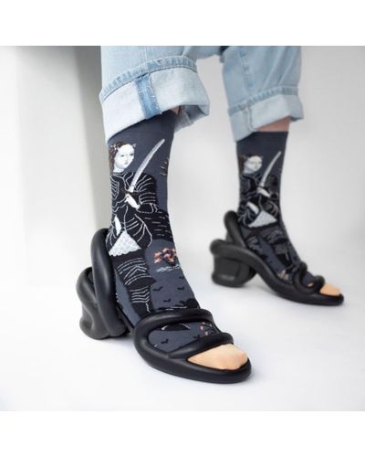 Socks: Bonne Maison Bloom Knee Hi in Blue - Ped Shoes