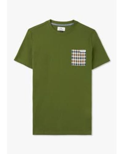 Aquascutum Mens Active Club Check Pocket T Shirt In - Verde