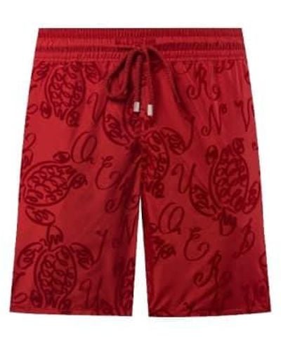 Vilebrequin Mahina Swin Short Ultra-light & Packable Micro Ronde Des Tortues Flocked Moulin M - Red