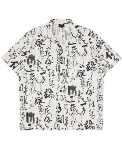 Edwin Privates briefhemd aus leinen/baumwolle, schwarz/weiß