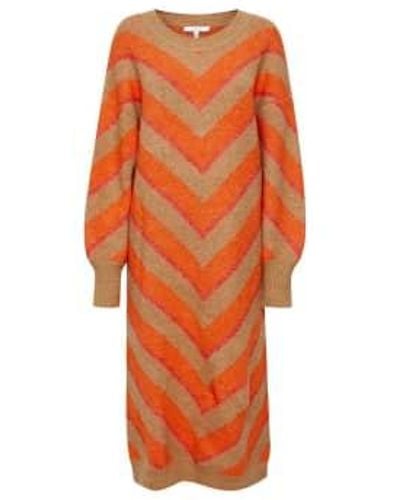 B.Young Bymica Stripe Dress Flame Mix Uk 10 - Orange
