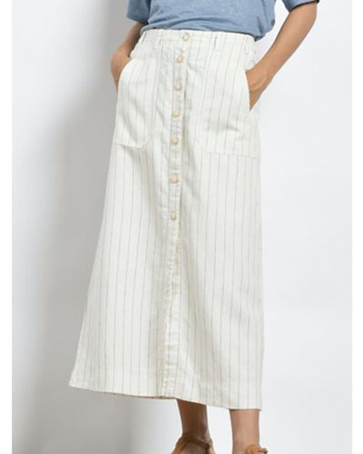 Mat De Misaine Jivers Skirt Linen And Cotton Stripe Raye Tablier - White