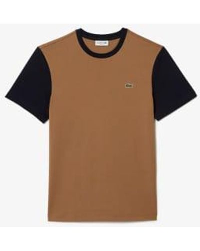 Lacoste T-shirt en jersey color block coupe classique - Marron