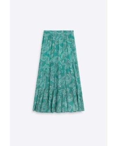Suncoo Fiona Cashmere Print Skirt T0 - Green