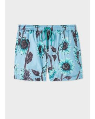 Paul Smith Blue 'sunflower' Print Swim Shorts