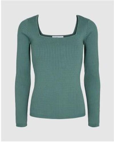 Minimum Lones Ribbed Knit Sweater Top Sage - Green