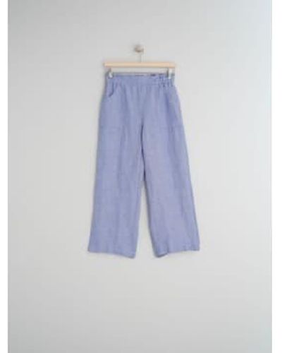 indi & cold Danny Cropped Linen Trousers 38 - Blue