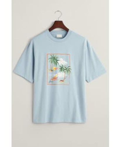 GANT T-shirt imprimé hawaïen à eggshell dove 2013080 474 - Bleu