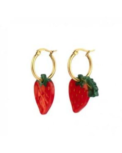 Coucou Suzette Strawberry Earrings Plated - Red