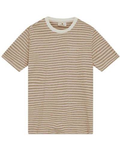 Anerkjendt Rod S/s Cotton/linen Stripe Tee - Natural