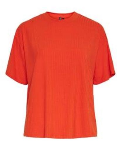 Pieces Pckylie Tangerine Tango T Shirt - Rosso