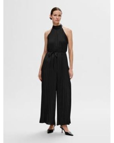 SELECTED Zenia plisse suplated jumpsuit - Negro