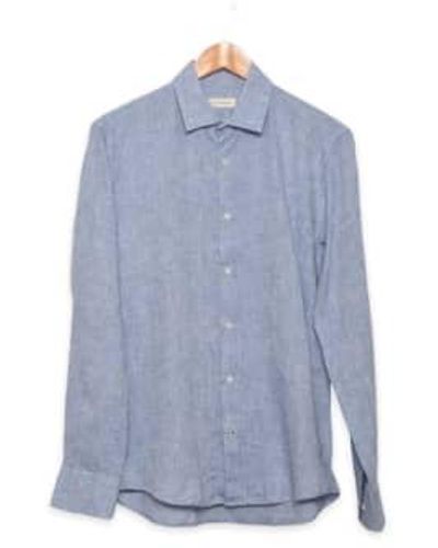 CARPASUS Classicverzasca Shirt Linen Sky - Blu