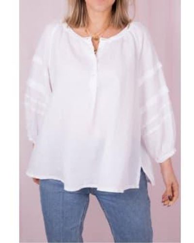 ROSSO35 Collarless Blouse 8 - White