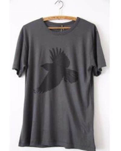 WINDOW DRESSING THE SOUL Charcoal Crow Jersey T Shirt L - Gray