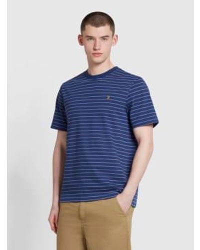 Farah Navy And Purple Striped T-shirt Xl - Blue