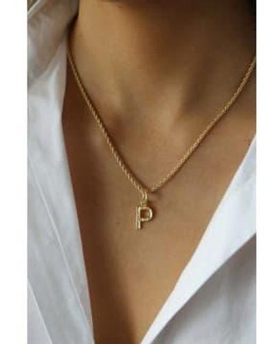 Tutti & Co Initial P Rope Chain Necklace One Size / - Brown