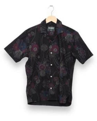 Gitman Vintage Vintage camp shirt blumenrinde stoff schwarz