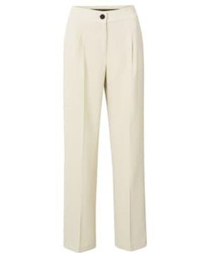 Yaya Wide Leg Pants With Pockets & Pleated Details - Natural
