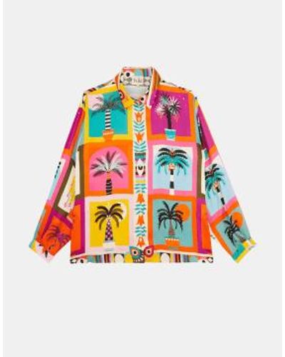 Wild Bonaventure Beldi Palm Tree Print Shirt Col Bright Multi Size - Rosso