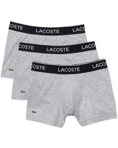Lacoste 3 Pack Cotton Stretch Trunks Chine Large - Multicolour