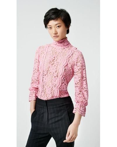 Smythe Scalloped Lace Top In Lace Top In Flamingo - Pink