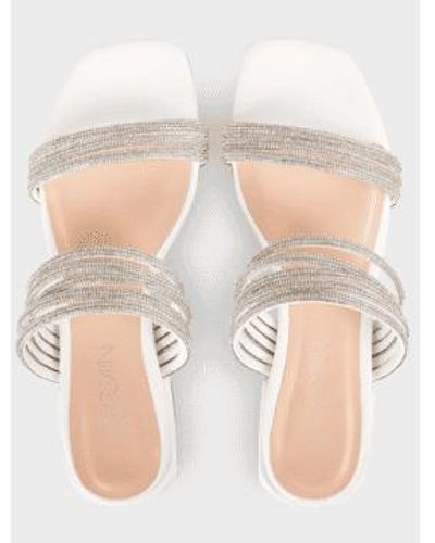 Marc Cain Flat Mules With Glitter Straps Wb Sg09 Z08 Col 100 - Bianco