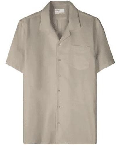 COLORFUL STANDARD Cs4009 camisa manga corta lino oyster - Gris
