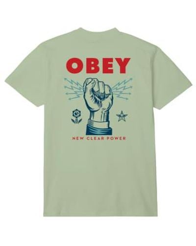 Obey New Power T Shirt Cucumber - Verde