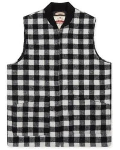Burrows and Hare Gilet Gray Check S - Black