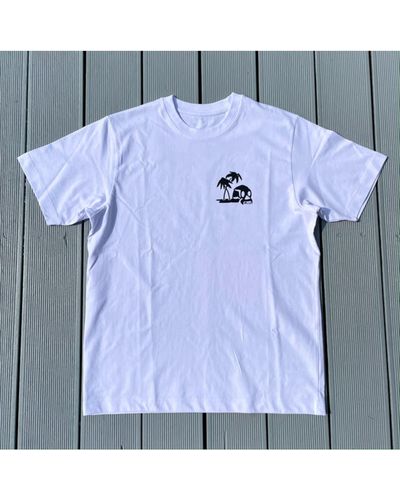 ARNOLD's Aloha T-shirt White Heavyweight - Blue