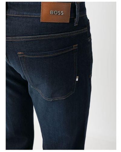 BOSS by HUGO BOSS Dunkelblauer Kaschmir berühren schlanke Bein -Jeans Jeans