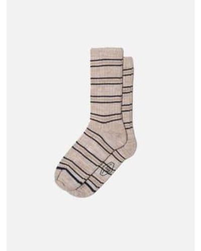 Nudie Jeans Chunky Prairie Stripe Socks - Bianco