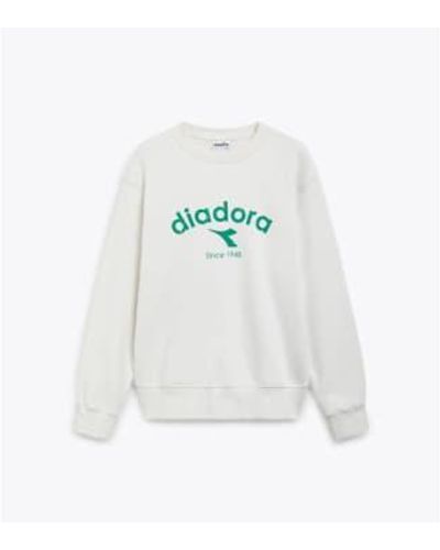 Diadora Sweatshirt Athletic Logo In Milk - Bianco
