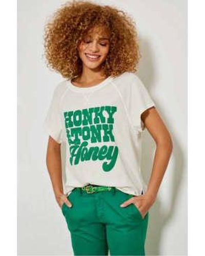 Five Jeans Camiseta honky tonk en blanco y ver - Verde