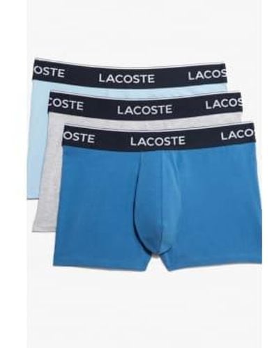 Lacoste Mens Pack Of 3 Casual Trunks - Blu