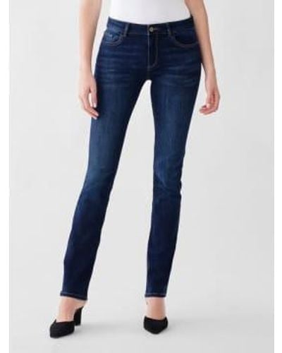 DL1961 Coco Solo Straight Mid Rise Jeans 32 / Wash - Blue