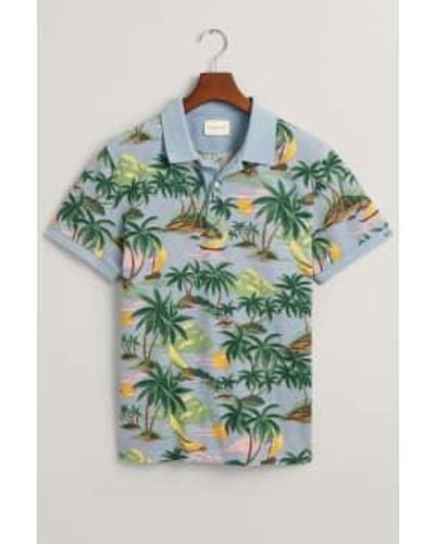 GANT Hawaiian Print Polo Shirt - Green