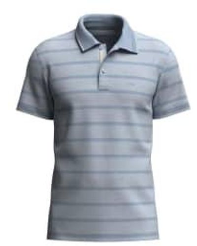 Fynch-Hatton Pale 2 Tone Fine Striped Polo Shirt Medium - Blue