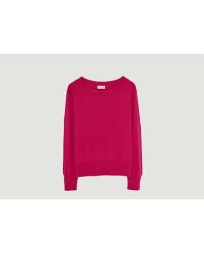 Tricot Suéter cultivo cuello redondo lana extra - Rosa