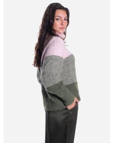 Sibin Linnebjerg Rollneck Sweater Green/pink L - Gray